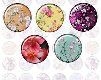 Glascabochon Blumen Blüten 8 - 25mm Auswahl, handgemachter Glass Cabochon, Fotocabochon, Motivcabochon