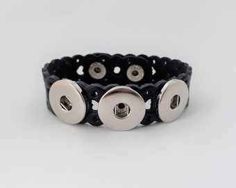 Leder Armband für Druckknöpfe, mit Cut Outs