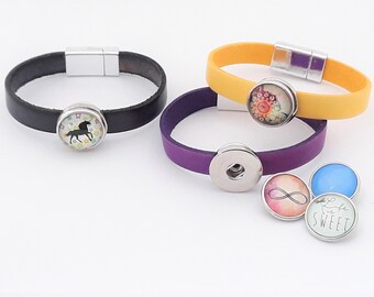 Mini Click Small Button Druckknöpfe Petite klick Armband kompatibel mit Chunks Gold Farben Damen Armreif Modele 12mm Auswahl Kirschen Sterne Strass Steine Schmuck kleine knöpfe Snaps Akki SC489GO