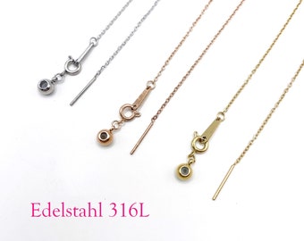 sehr feine 45cm kurze verstellbare Edelstahl 316L Halskette (0,9mm breit), silber - gold - rosegold nach Auswahl, Ankerkette, Gliederkette