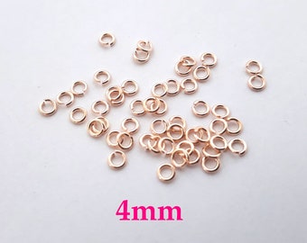 50 x Binderinge 4mm Messing rosegoldfarben (Ring9)