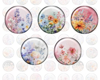 Glascabochon Blumenwiese 8 - 25mm Auswahl, handgemachter Glass Cabochon, Fotocabochon, Motivcabochon, DIY