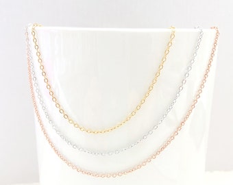 kurze Edelstahl Halskette 45cm lang (1,5 x 2mm) + 5cm Verlängerung, silber - gold - rosegold, Halskette, Edelstahlkette, Gliederkette