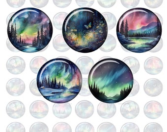 Glascabochon Aurora Borealis 8 - 25mm Auswahl, handgemachter Glass Cabochon, Fotocabochon, Motivcabochon, DIY