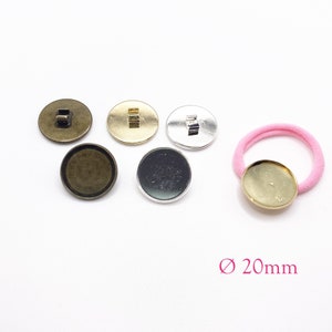 5 x Lünette für Haargummi 20mm Fassungsgröße, golden - silbern - bronze nach Wahl, Cabochonfassung, Haargummi, Haarschmuck