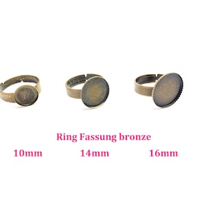 Bronzefarbene Ringfassung für Cabochon, Ringrohling Cabochonring Cabochonfassung