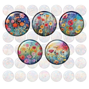 Glascabochon Wildblumen8 25mm Auswahl, handgemachter Glass Cabochon, Fotocabochon, Motivcabochon, DIY Bild 1