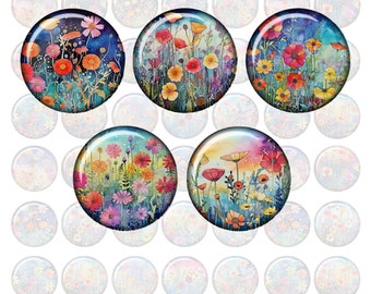 Glascabochon Wildblumen8 - 25mm Auswahl, handgemachter Glass Cabochon, Fotocabochon, Motivcabochon, DIY