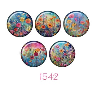 Glascabochon Wildblumen8 25mm Auswahl, handgemachter Glass Cabochon, Fotocabochon, Motivcabochon, DIY Bild 4