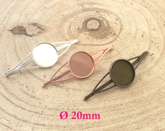 4 x Haarnadel Rohling 20mm innen, silbern, rosegold oder bronzefarben