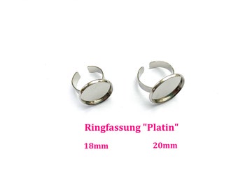 Silberfarbene Ringfassung für Cabochon, Ringrohling Cabochonring Cabochonfassung