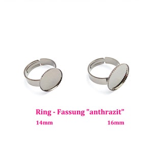 Anthrazitfarbene Ringfassung für Cabochon, Ringrohling Cabochonring Cabochonfassung