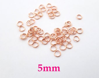 50 x Binderinge 5mm Zinklegierung rosegoldfarben (Ring12)