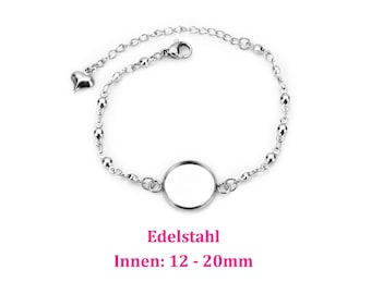 Edelstahl Armband (Länge: 14-19cm) für 12mm / 14mm / 16mm / 18mm / 20mm Cabochon