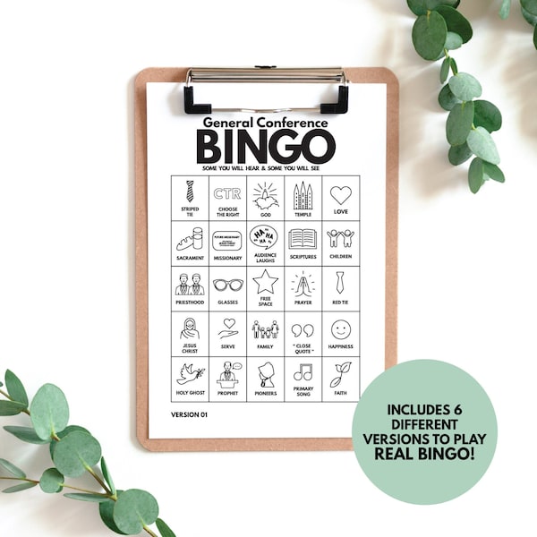 General Conference Bingo | LDS Coloring Pages | LDS Conference Activity | 6 Versions