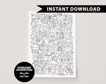 Alphabet Giant Coloring Page | ABC Poster |Nursery Alphabet Print | Alphabet Poster | Animal Alphabet Poster