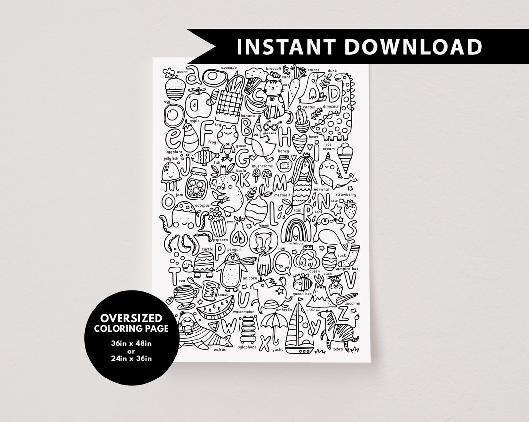 Alphabet Giant Coloring Page | ABC Poster |nursery Alphabet Print ...