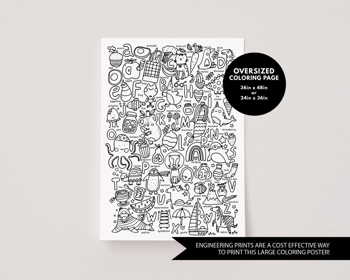 Alphabet Giant Coloring Page | ABC Poster |nursery Alphabet Print ...