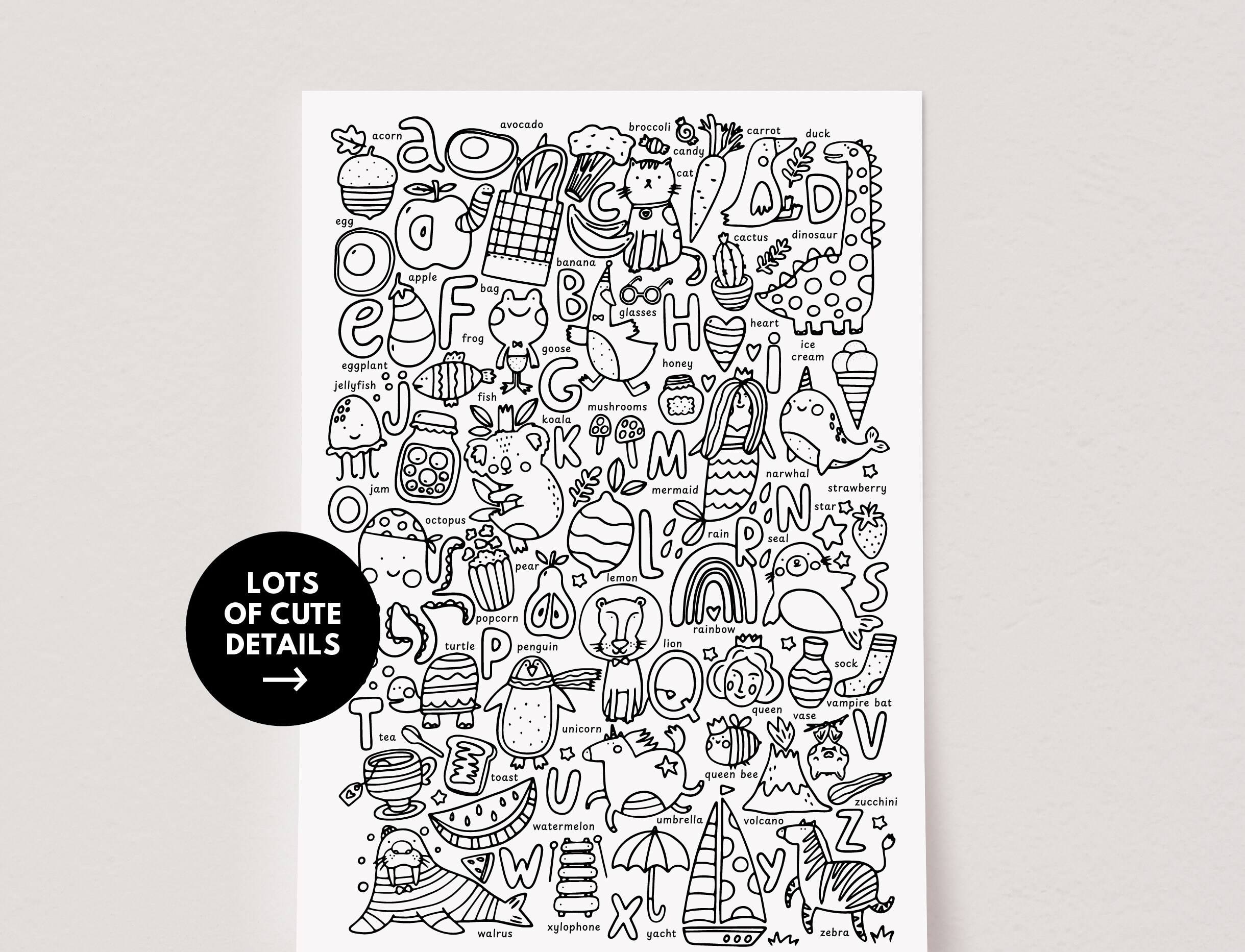 Alphabet Giant Coloring Page ABC Poster nursery Alphabet Print Alphabet ...