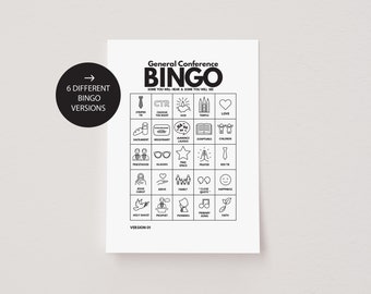 General Conference Bingo | LDS Coloring Pages | LDS Conference Activity | 6 Versions