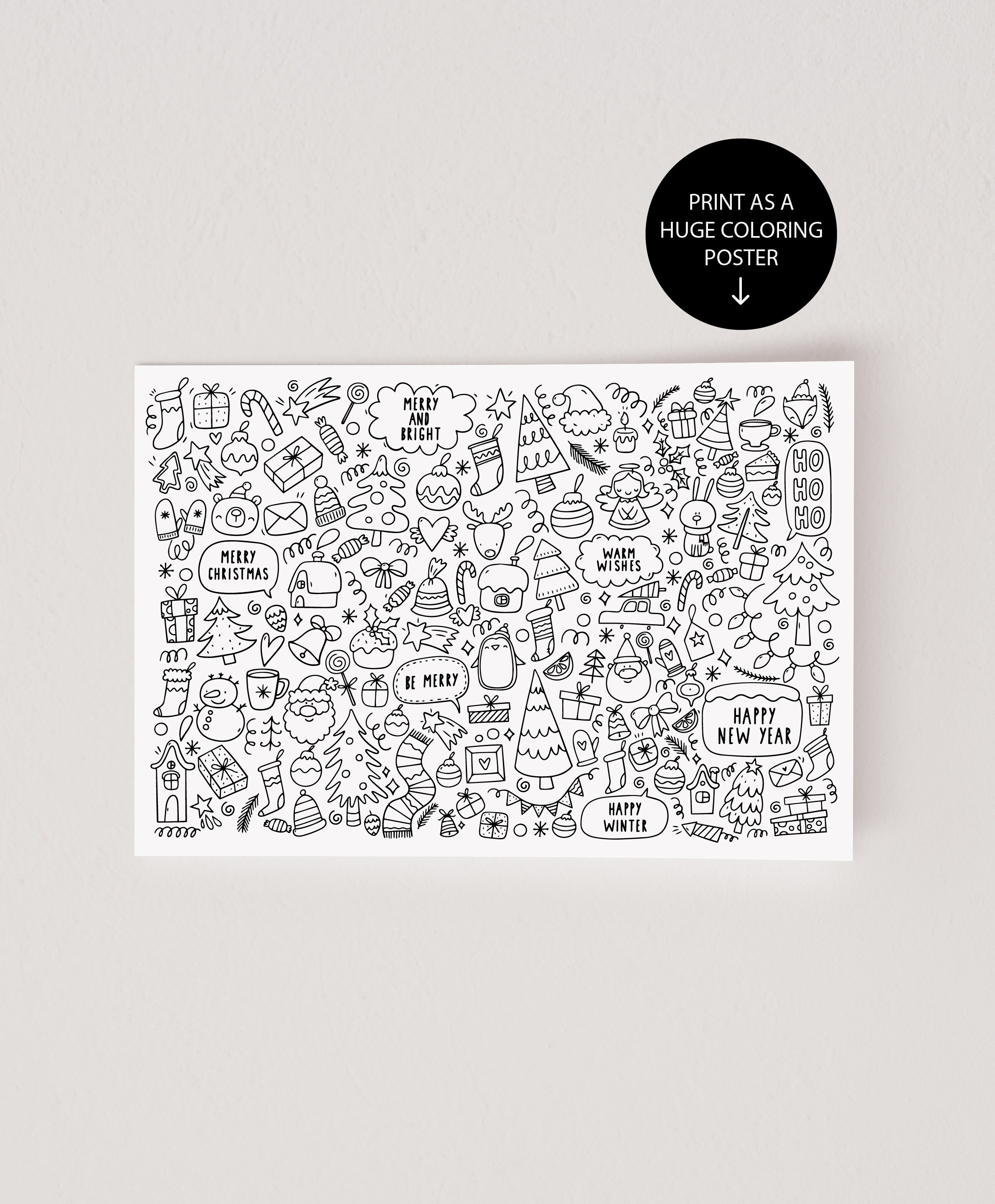 Christmas Giant Coloring Page | Giant Coloring Poster | Large Coloring ...