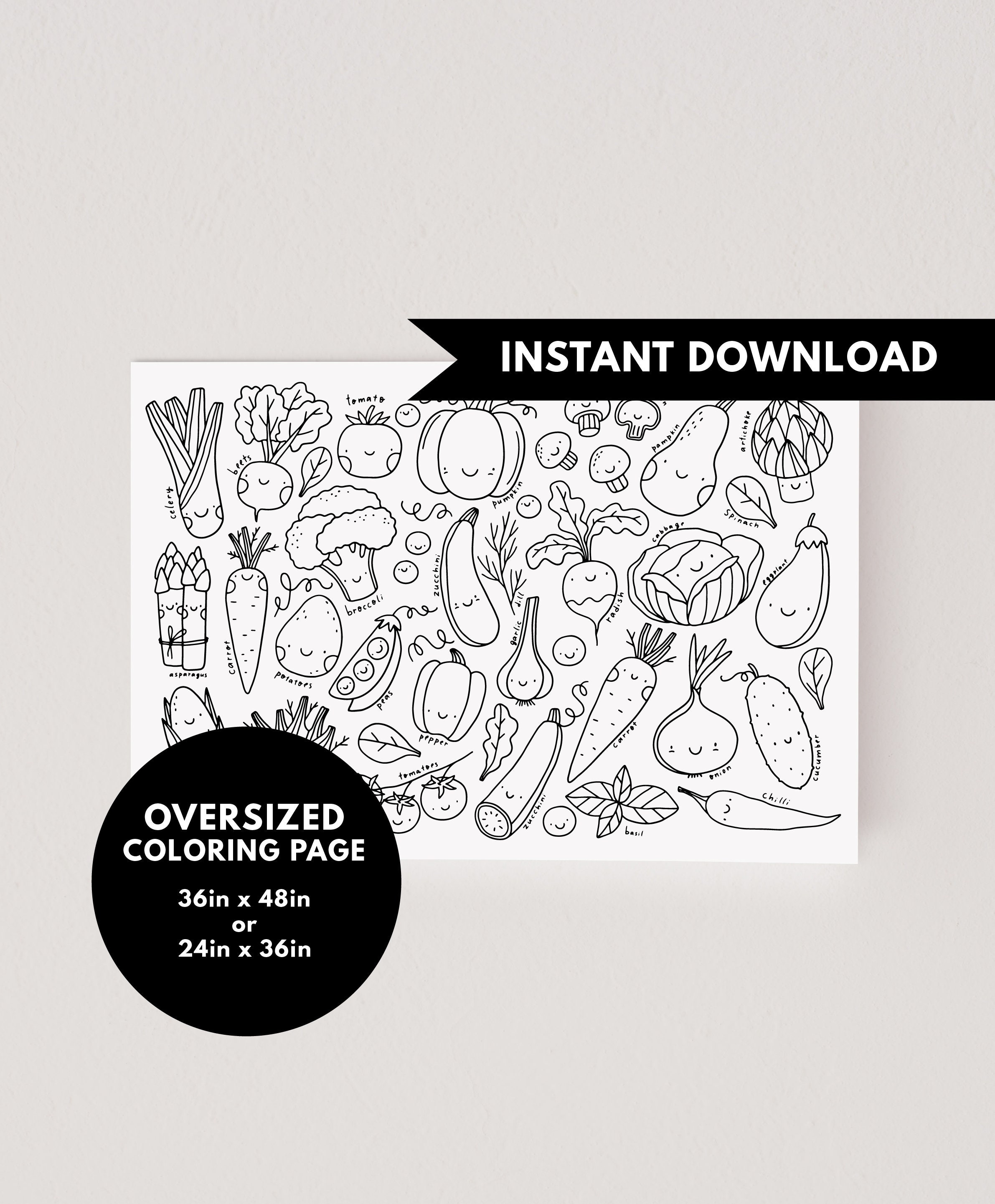 Vegetables Giant Coloring Page | Thanksgiving Coloring Sheets | Giant ...