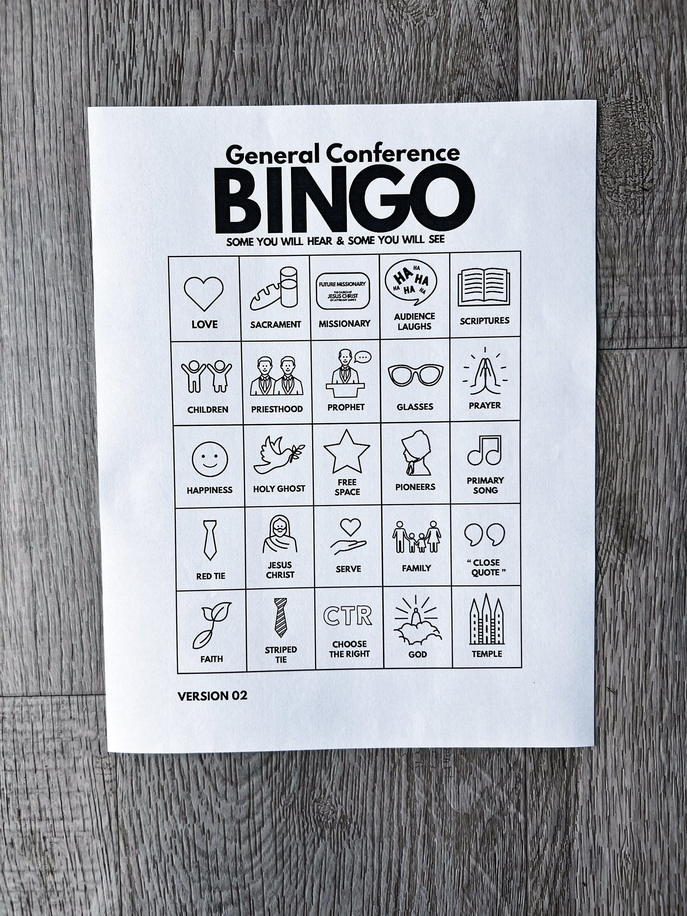 General Conference Bingo LDS Coloring Pages LDS Conference