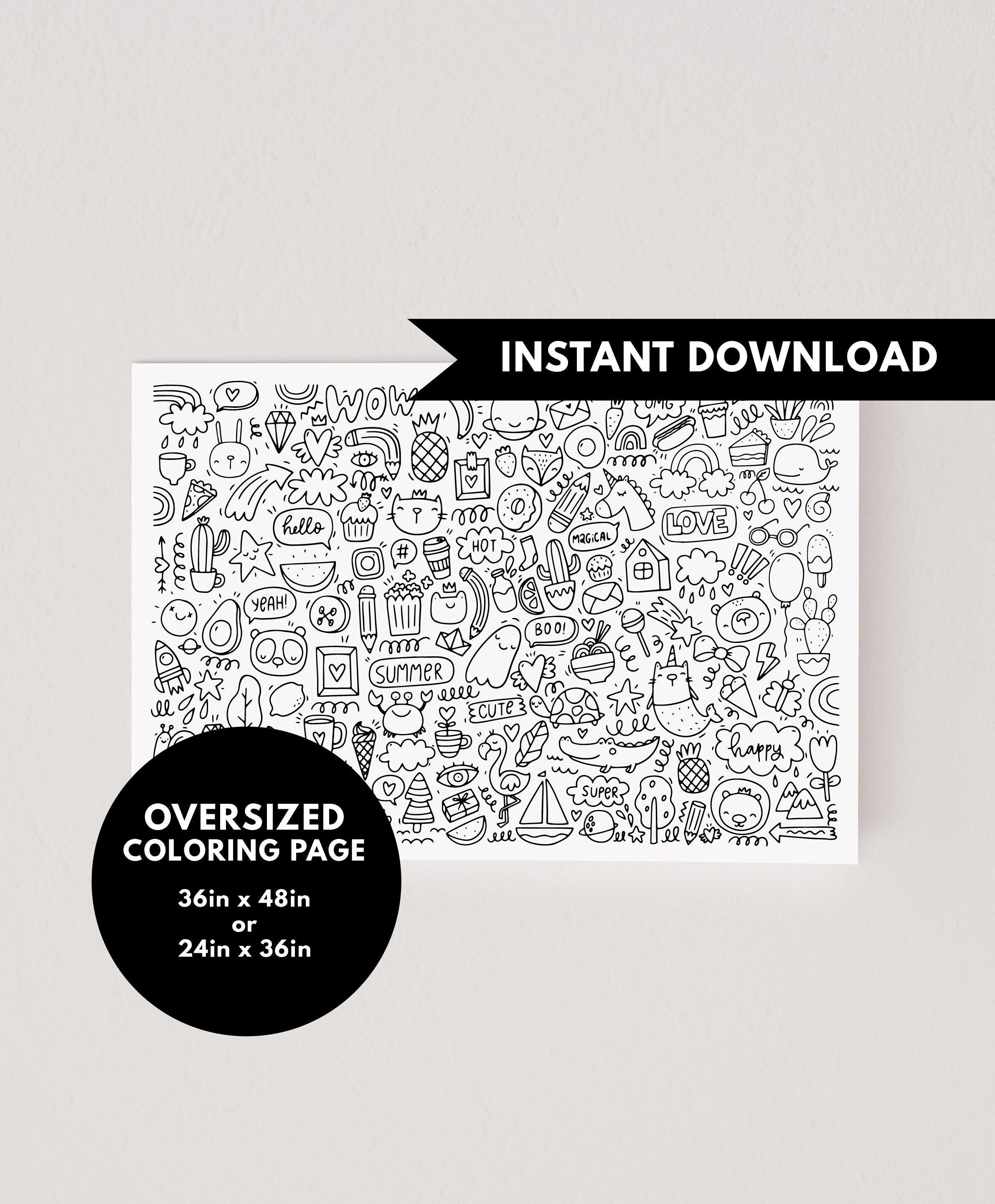 Doodles Giant Coloring Page | Giant Coloring Poster | Large Coloring Page | Doodle Coloring Pages | Thanksgiving Coloring Sheets