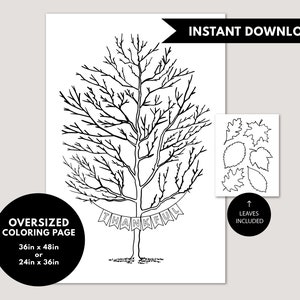 Gratitude Tree | Thanksgiving Coloring Sheets | Thankful Tree | Thanksgiving Background | Giant Coloring Poster | Giant Coloring Page