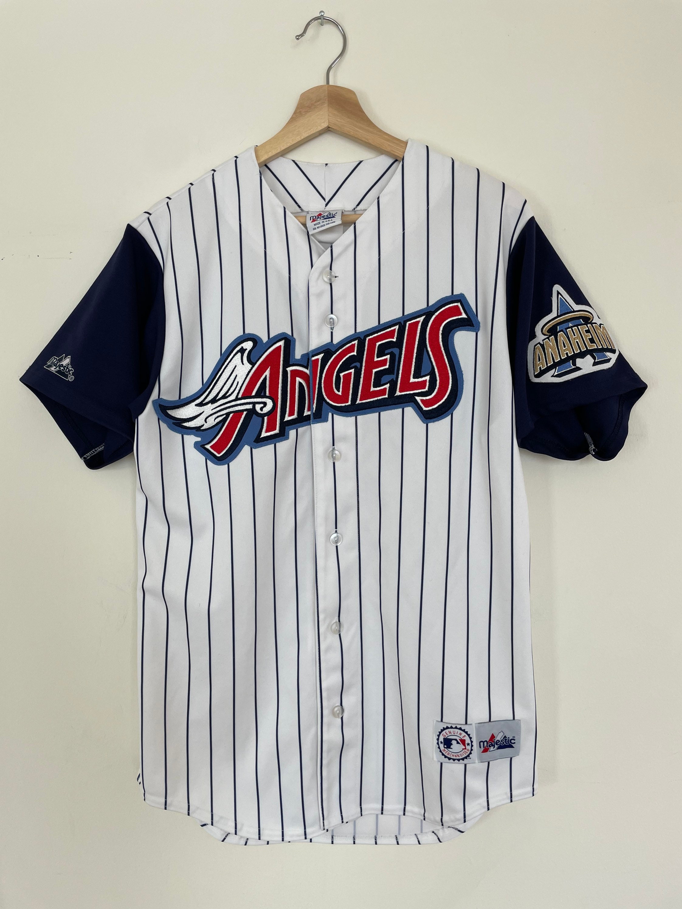 MLB Anaheim Angels Striped Throwback Jersey 