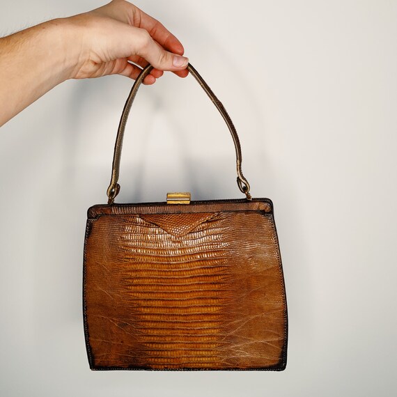 60s Framed Alligator Top Handle Bag