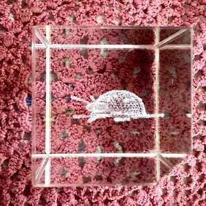 Vintage Crystal Cube Ladybug Laser Cut Standing