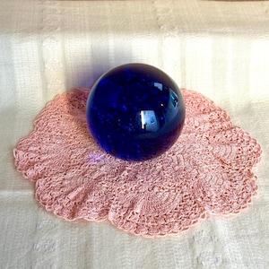 Vintage Glass Paperweight Hand Blown Cobalt Blue