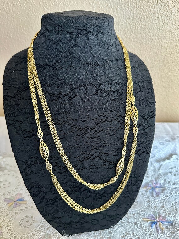 Vintage Monet Gold Triple Chain Necklace