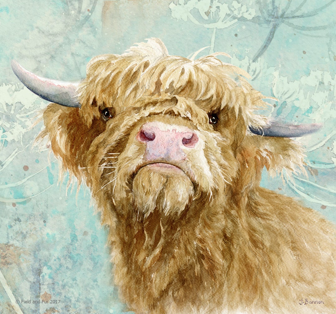 Highland Cow, Glass Cutting Board, Image by Jane Bannon - Etsy