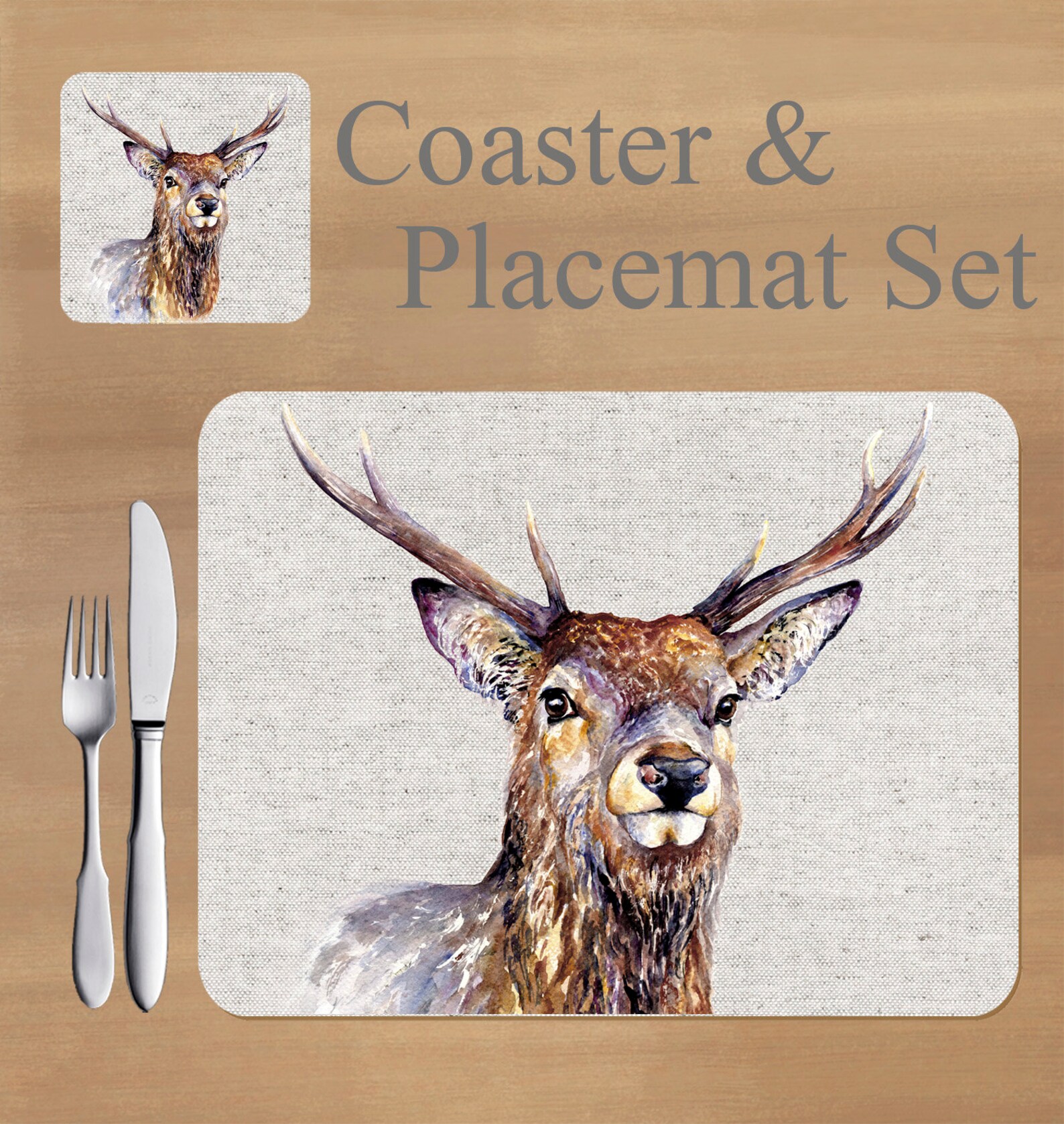 Stag Placemat and Coaster Set Featuring Artwork by Jane Etsy UK