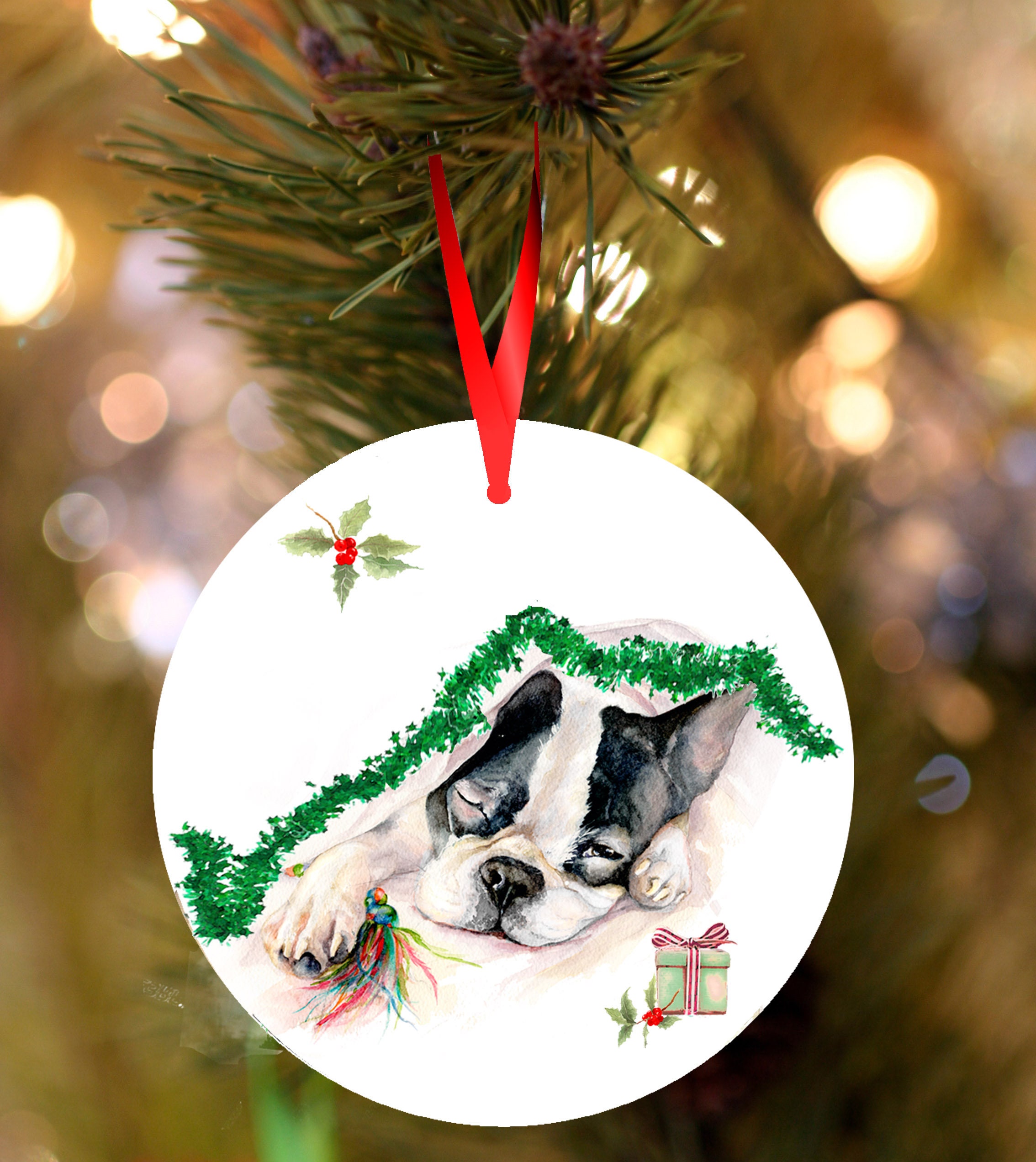 Thanksgiving Christmas New Year glusess Sleeping Angel Boston Terrier Lovers Dog Moms Car Hanging Ornament Windows Decor Ornament for Mothers Day Halloween 