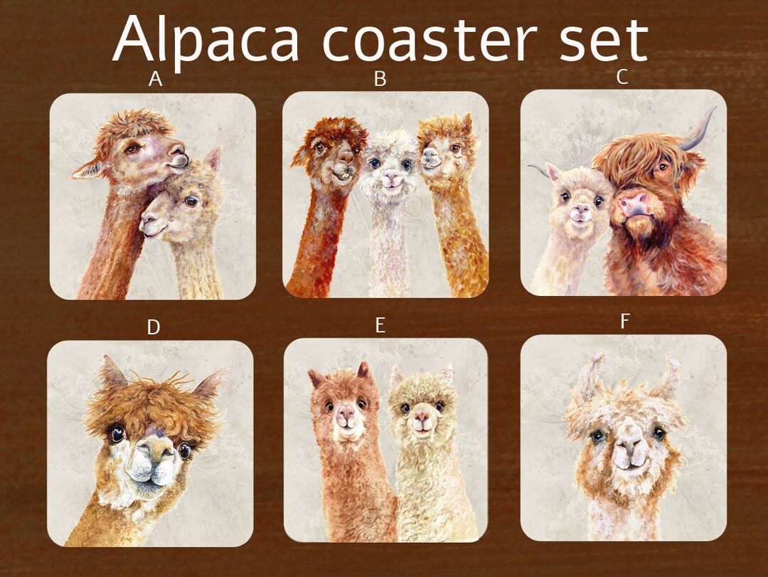 Alpaca Coaster Set - Etsy UK