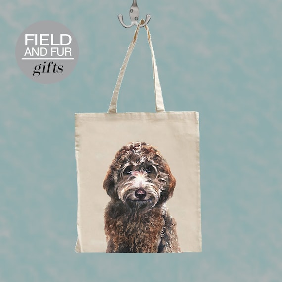 Cute Labradoodle Mom Tote Bag – Natural Canvas Reusable Shopping Bag With Fun Print