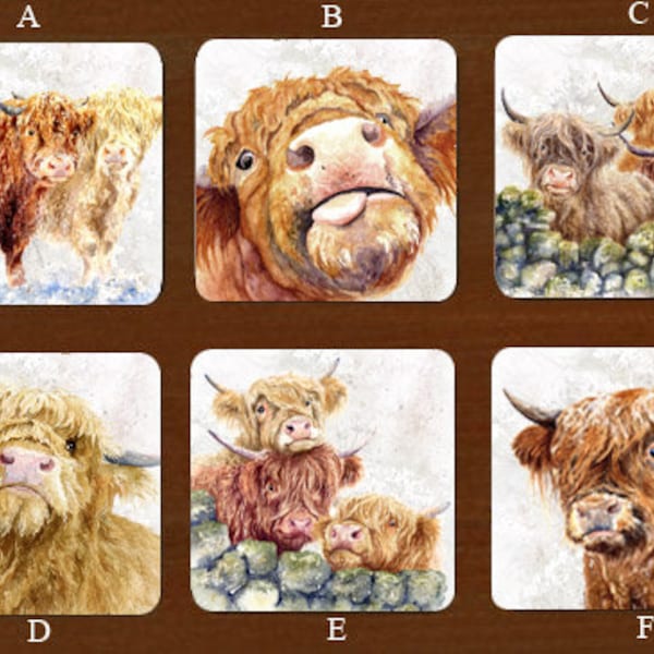 Highland cows coaster set