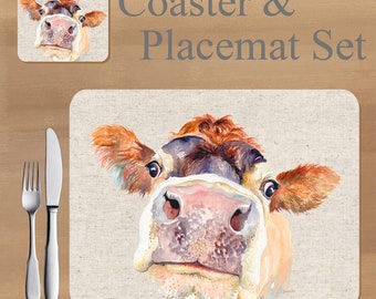 Tischset Platzmatten Schweizer Kuh NEU Untersetzer Tischdeko placemats cow