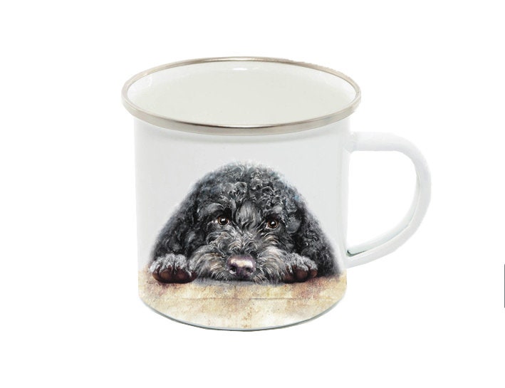 Set Cockapoo Mugs Cockapoo, Cavapoo, Enamel Mug 12oz, Image by Jane Bannon - Etsy