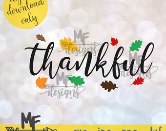 Thankful Leaves SVG, Thanksgiving Fall Design (Digital Download)
