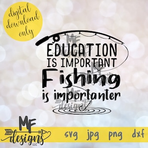 L'educazione è importante La pesca è più importante Divertente Pescatore Download Digitale Clipart SVG