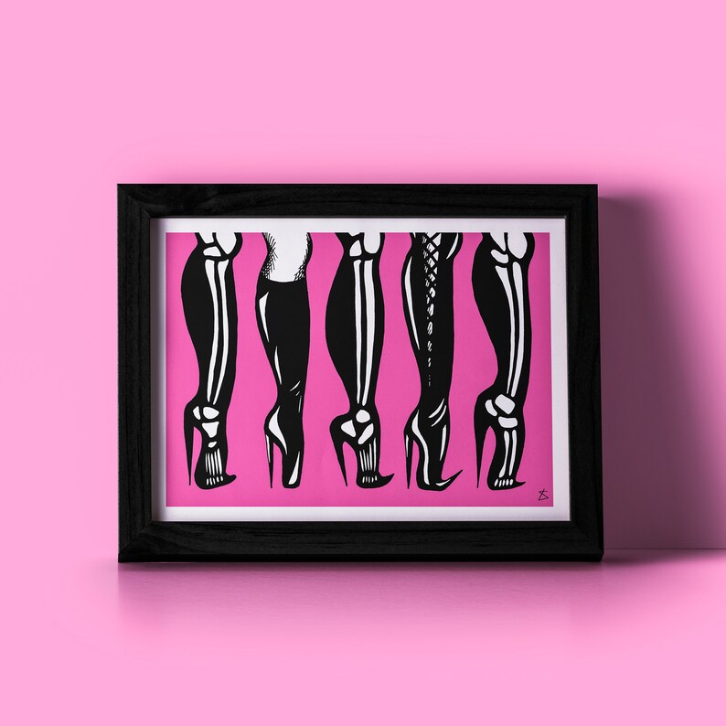 Death Boots • fetish boot art print by Liberty Antonia Sadler (kink • leather • BDSM • femdom • latex • feminist • illustration • x-ray) 