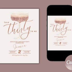 Talk Thirty to Me Invitation | 30th Birthday Party Invite | Digital Download | Editable Birthday Template