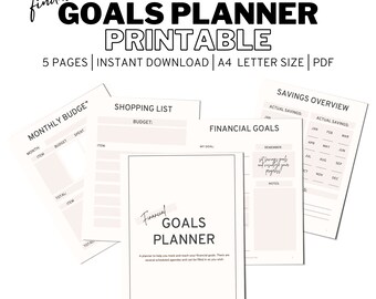Financial Goal Planner Printable | Goal Worksheet | Goal Setting | Productivity Planner | Goal Printable | Budget Planner | Goal Inserts