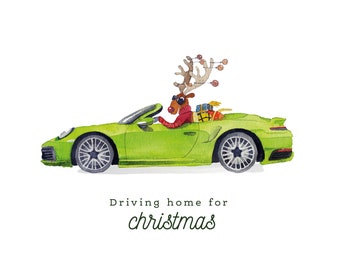Porsche Poster driving home for christmas weihnachten 911 Print
