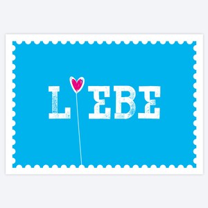 Grußkarte Postkarte „L(i)ebe“ mit Neonherz Risografie Karte Persönlichkeitsentwicklung