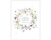 Postkarte „Lieblingshebamme – Danke für alles“ | Florale Aquarellkarte zum Danke sagen | Optional mit Personalisierung